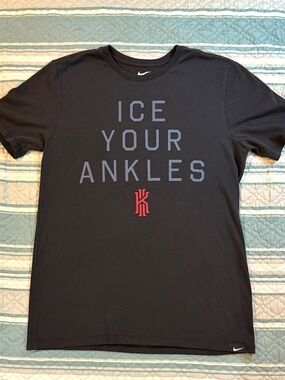 The Nike Tee “Ice Your Ankles" Kyrie Irving Black Dri-Fit T-Shirt Size Medium